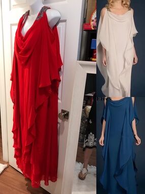 NEW RED BEAUTIFUL GOWN WITH RUFFLES, CUSTOM MADE TO MEASUREMENTS IN LISTING